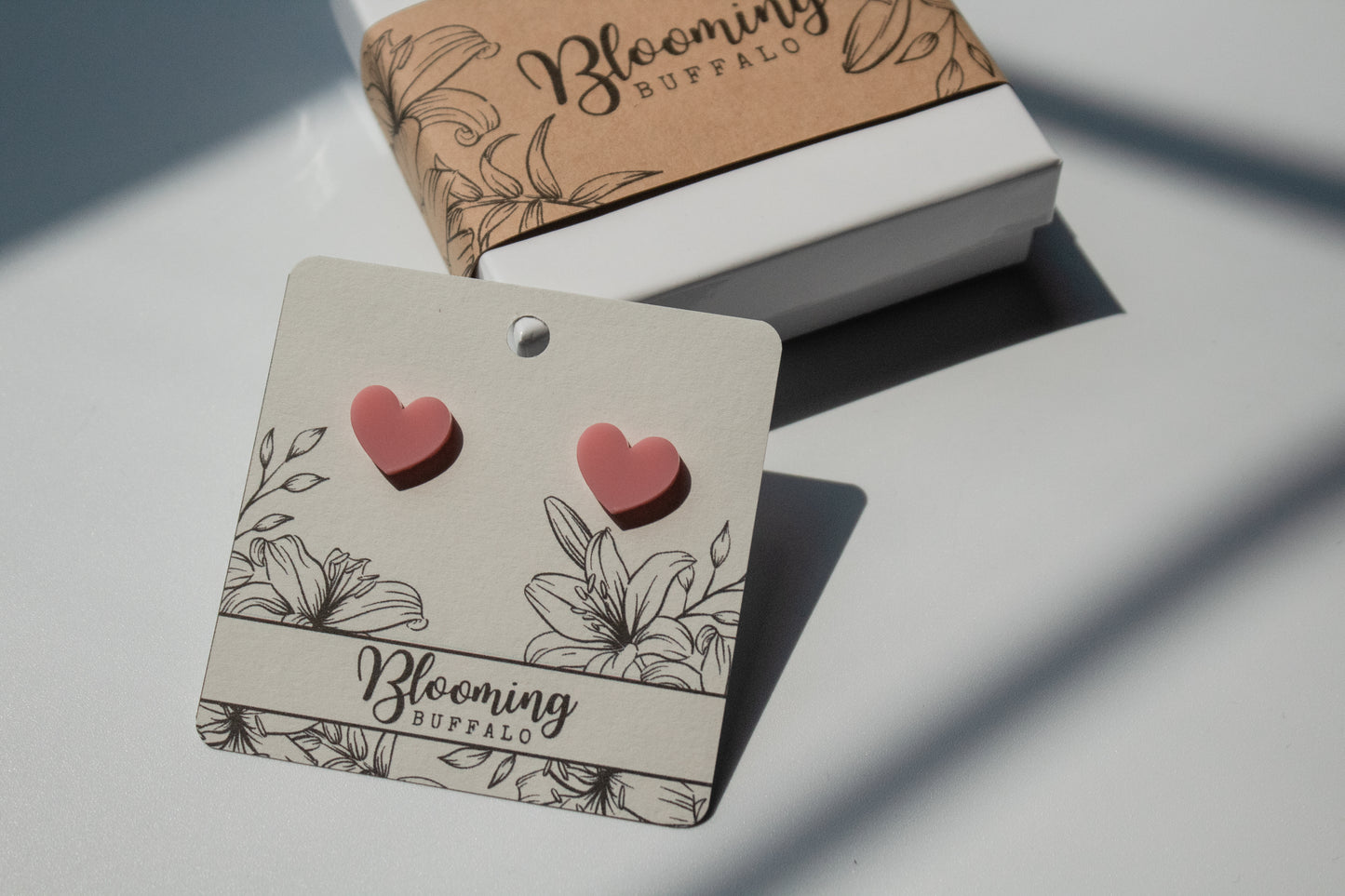 Pink Heart Hypoallergenic Stud Earrings