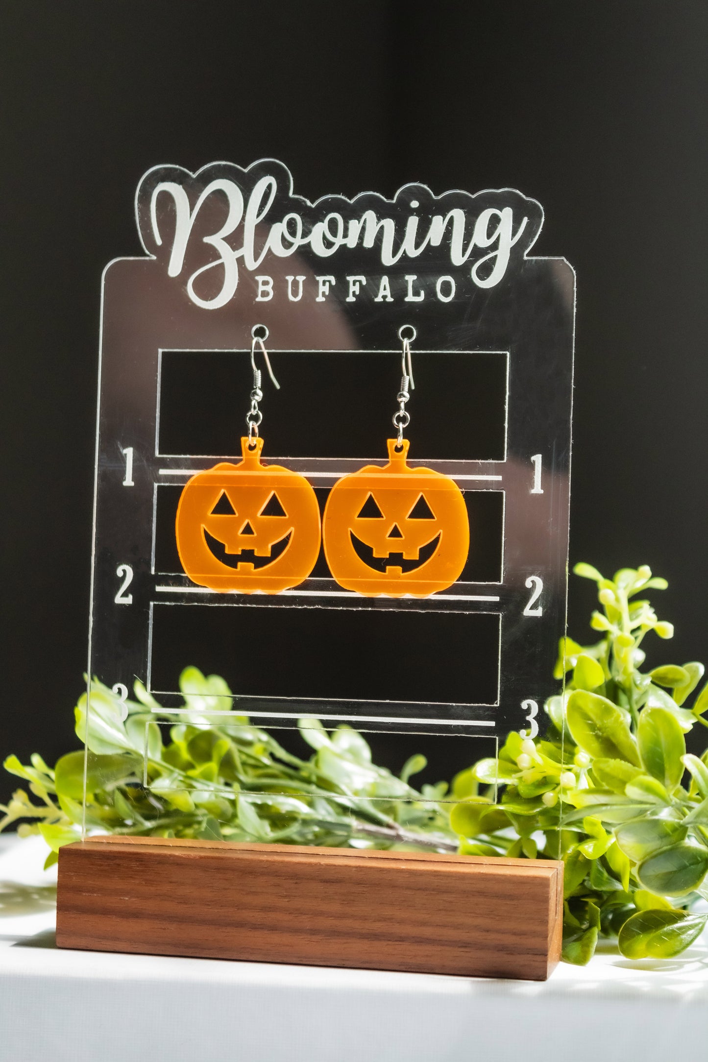 Translucent Orange Jack-o-Lantern Dangle Earrings