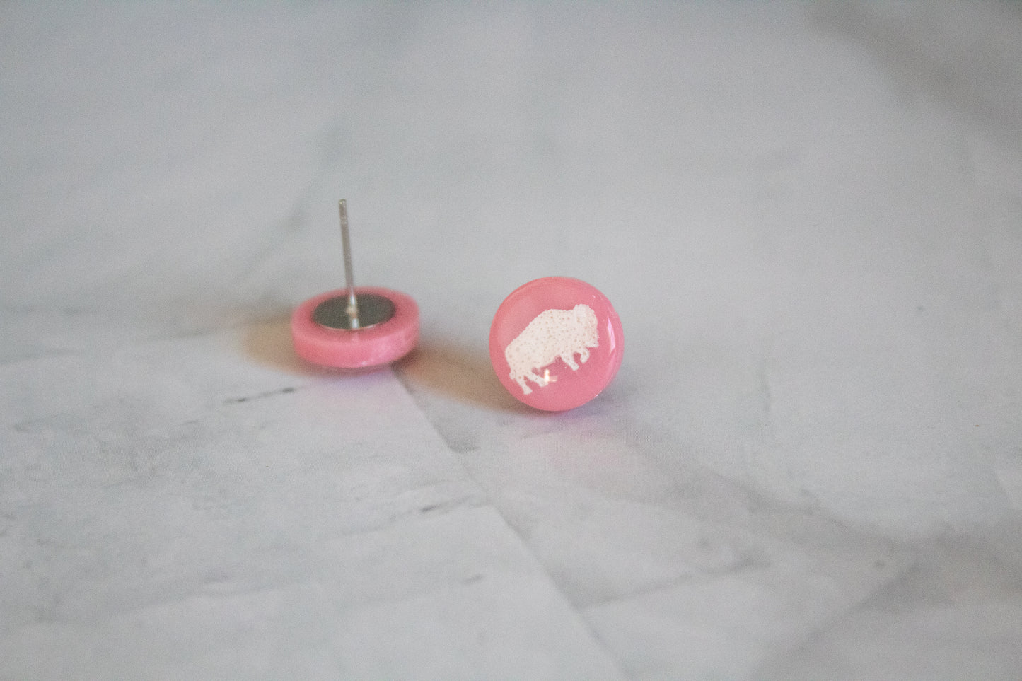 Engraved Buffalo Acrylic Stud Earring