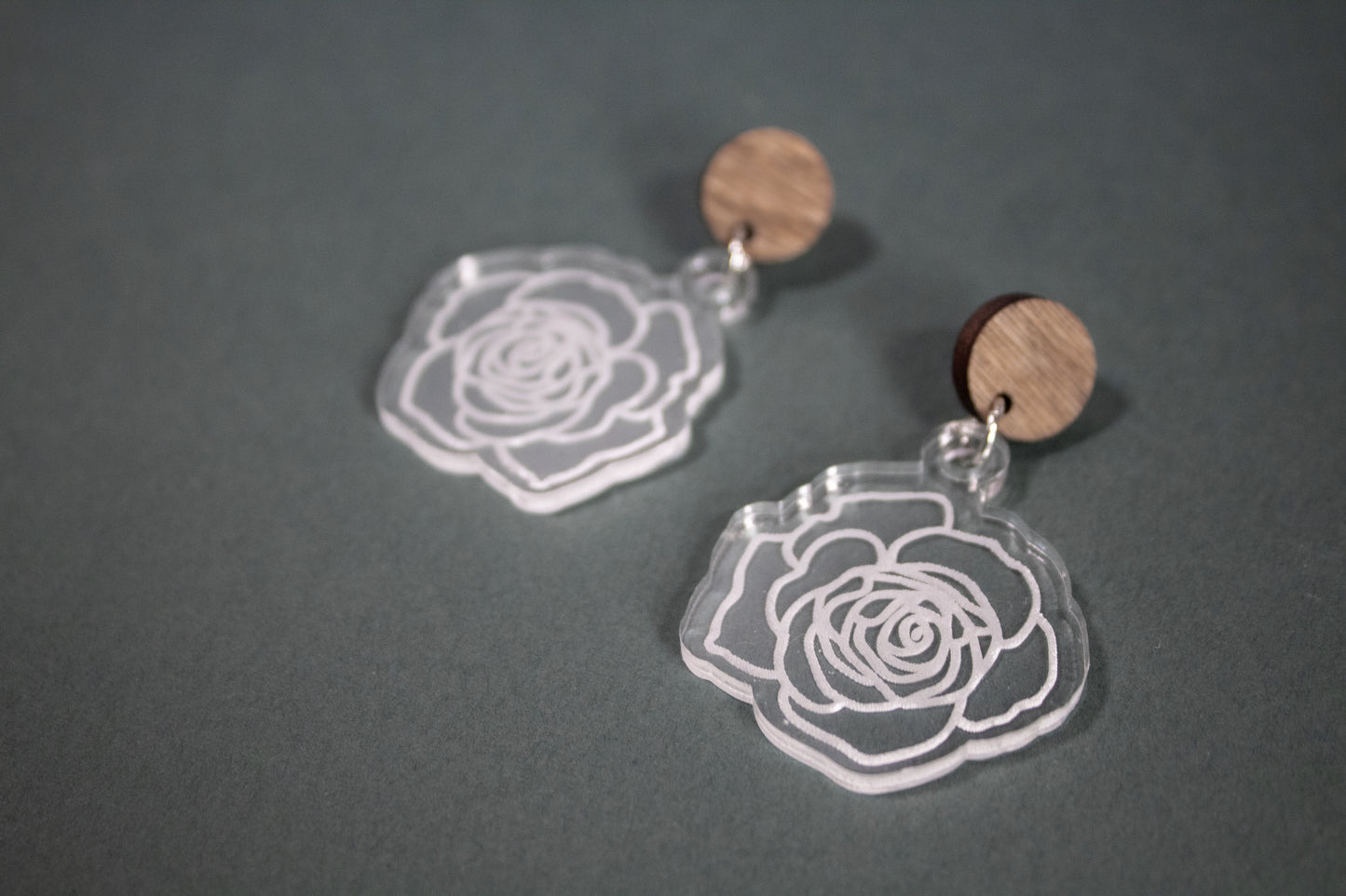 Clear Rose Earrings