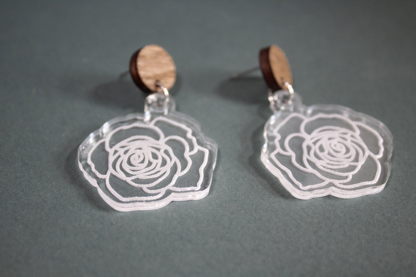 Clear Rose Earrings