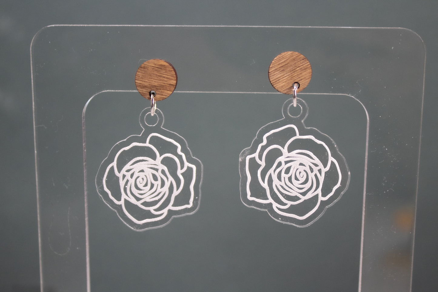 Clear Rose Earrings