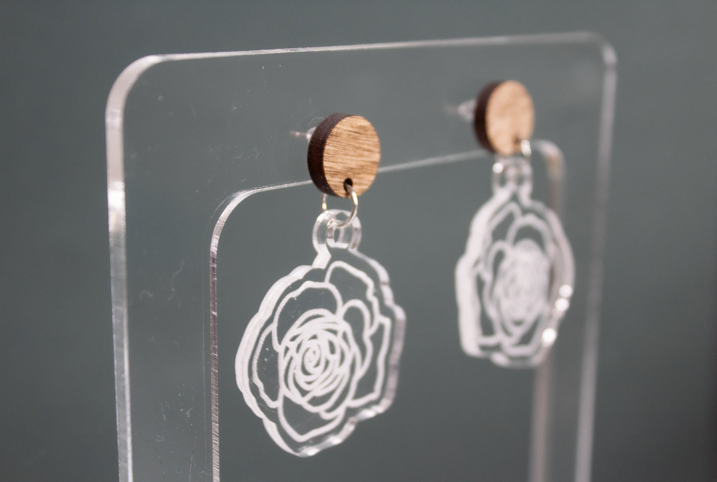 Clear Rose Earrings