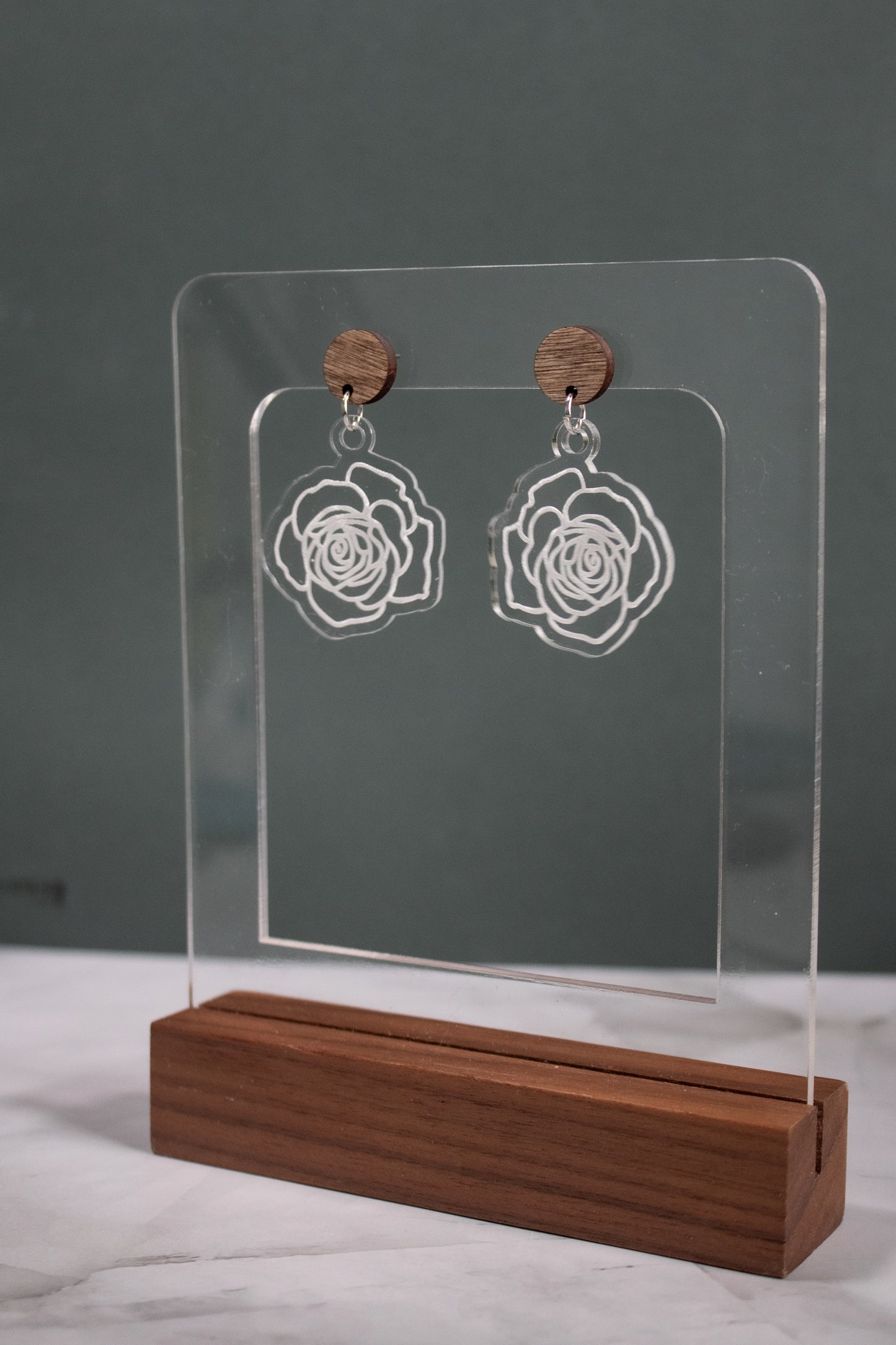 Clear Rose Earrings