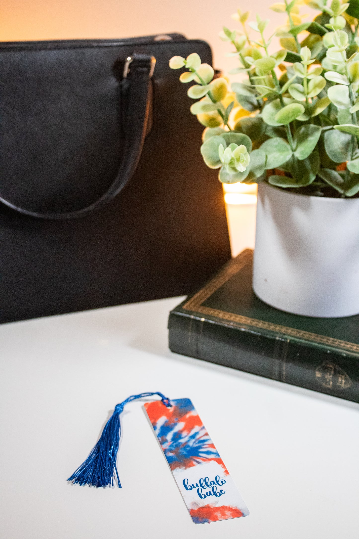 Tie-Dye Red, White and Blue Buffalo Babe Bookmark