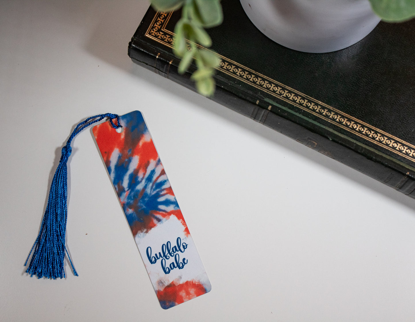 Tie-Dye Red, White and Blue Buffalo Babe Bookmark