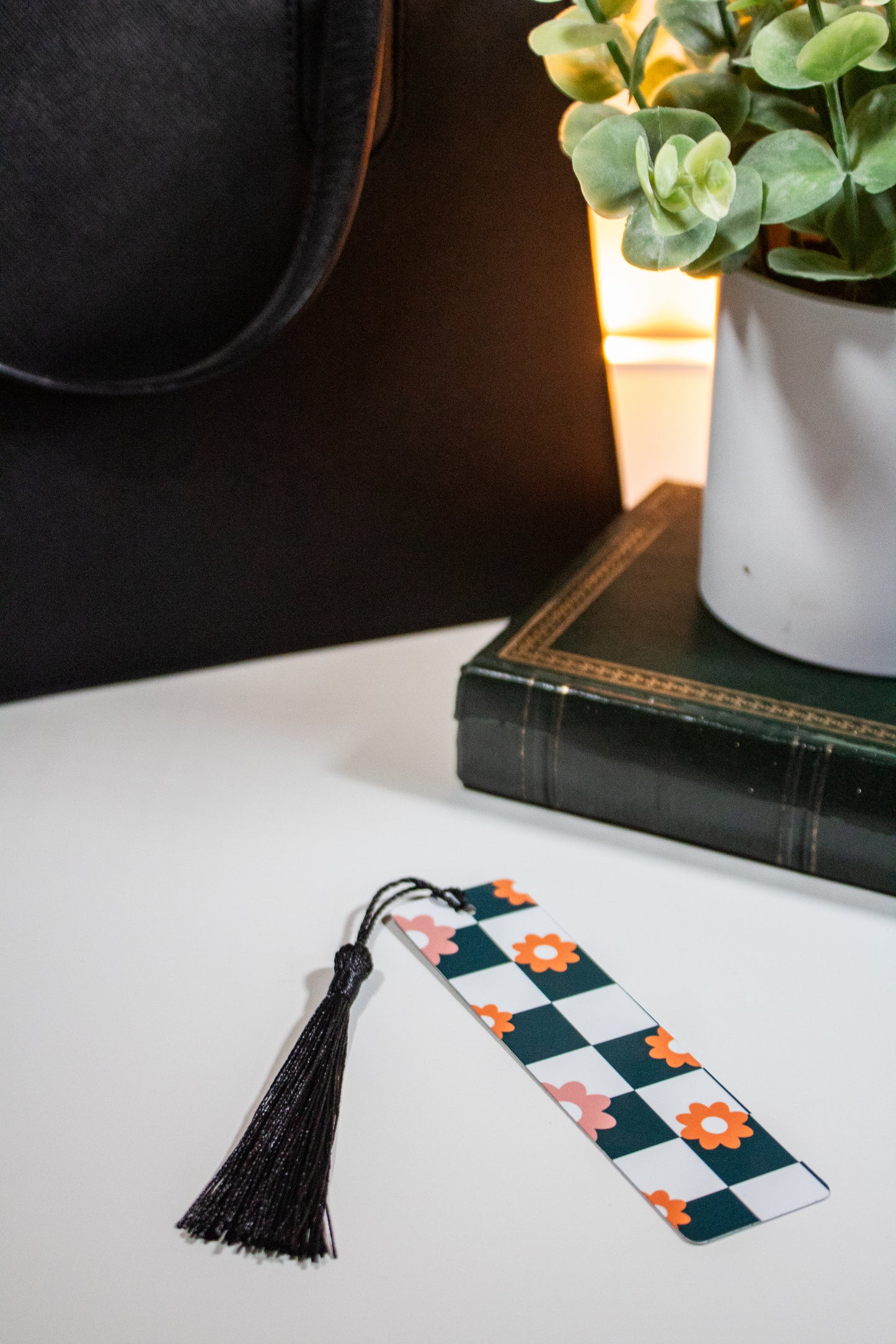 Groovy Flower Power Checkered Bookmark